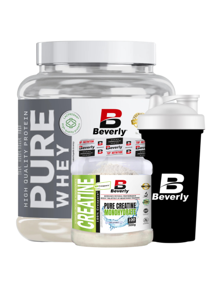 Pack whey pure + creapure 100 servicios + mezclador  de proteína