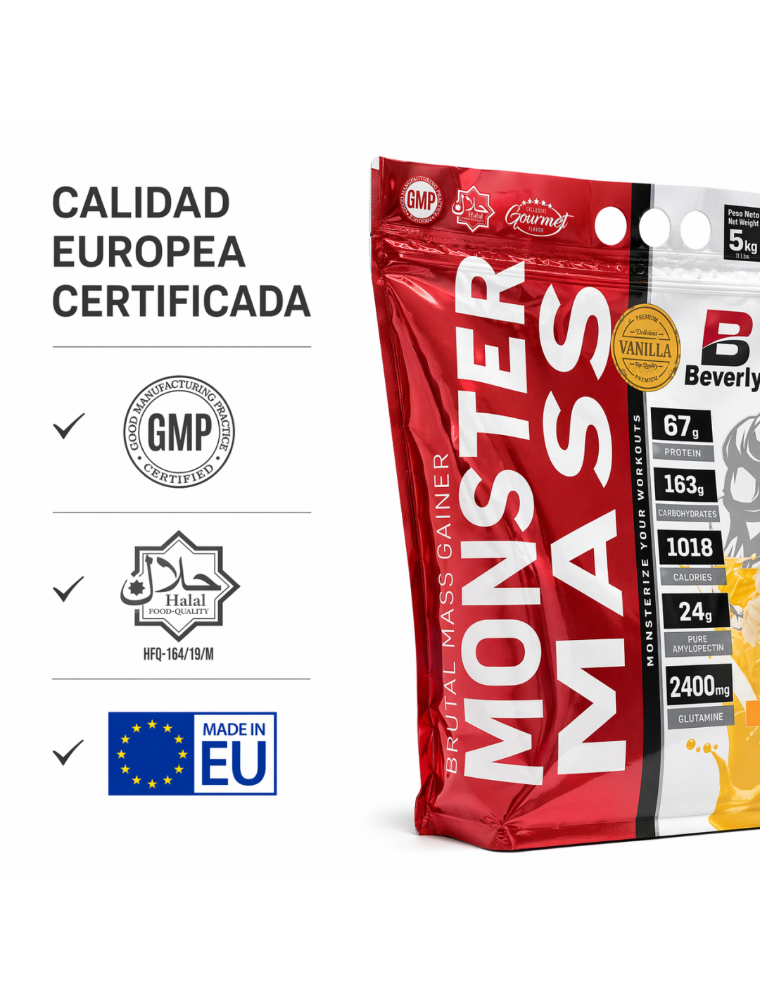 Monster mass 5k /11libras / sabor vainilla