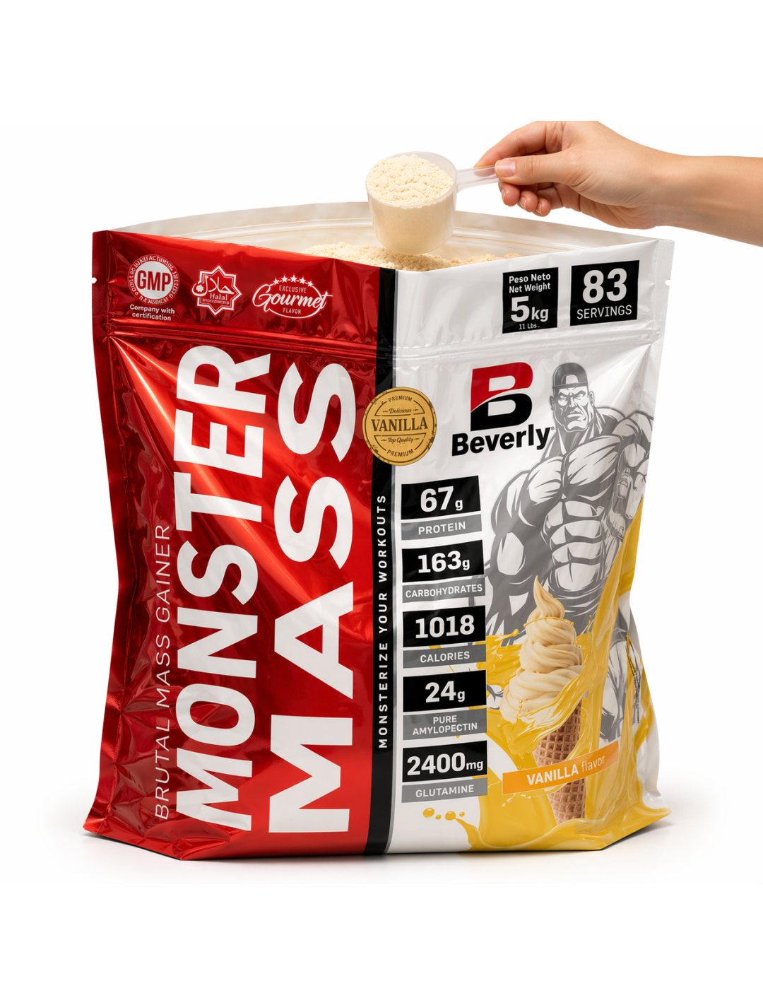 Monster mass 5k /11libras / sabor vainilla