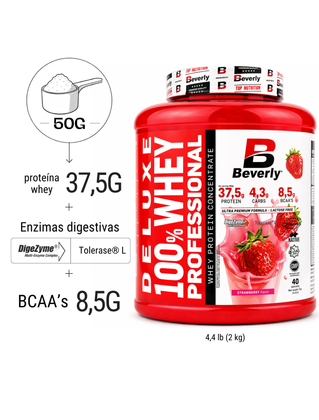 Deluxe whey profesional 2k/4,4libras - fresa