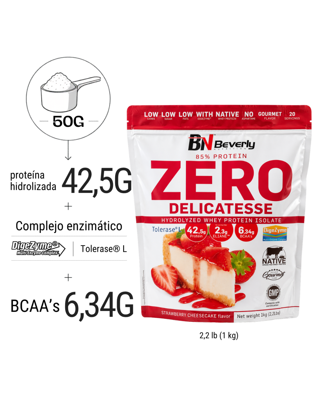 Hydrolyzed Zero Delicatesse 1K/2,2 Libras - Fresa con queso