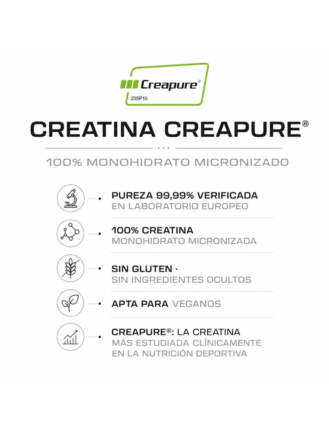 Creatina Monohidrato Creapure® - 300 g - 100 servicios - Neutro