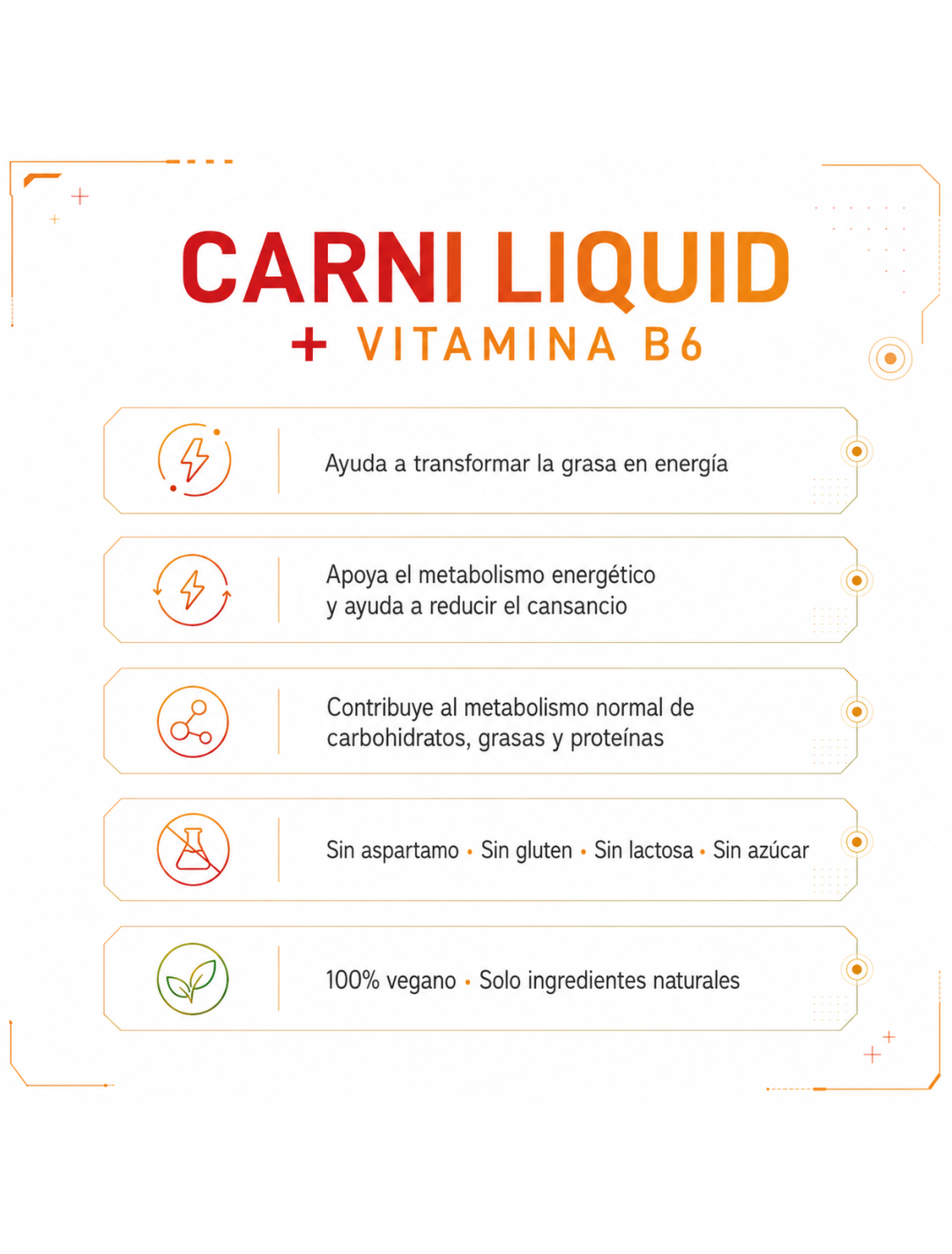 Carni Liquid con Vitamina B6 - 500 ml - Orange