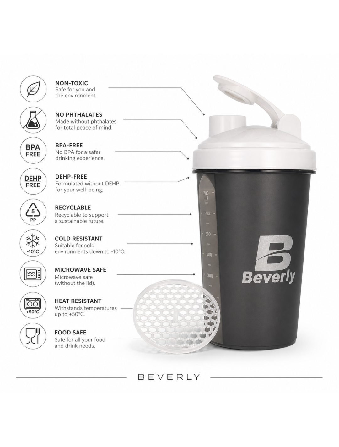 Mezclador de Proteína Beverly – 700 ml