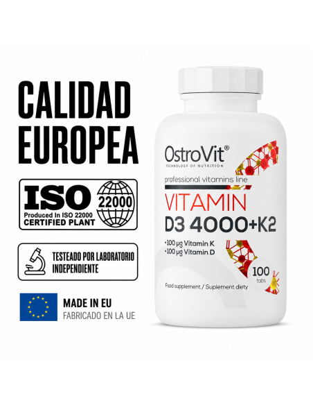 Vitamin D3 4000 + K2 - 100 tabletas