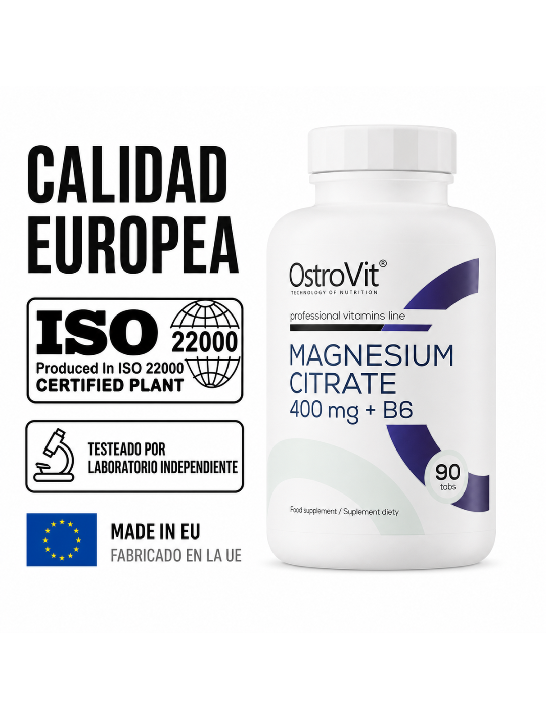 Magnesium Citrate 400 mg + B6 - 90 tabletas