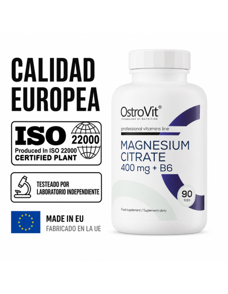 Magnesium Citrate 400 mg + B6 - 90 tabletas