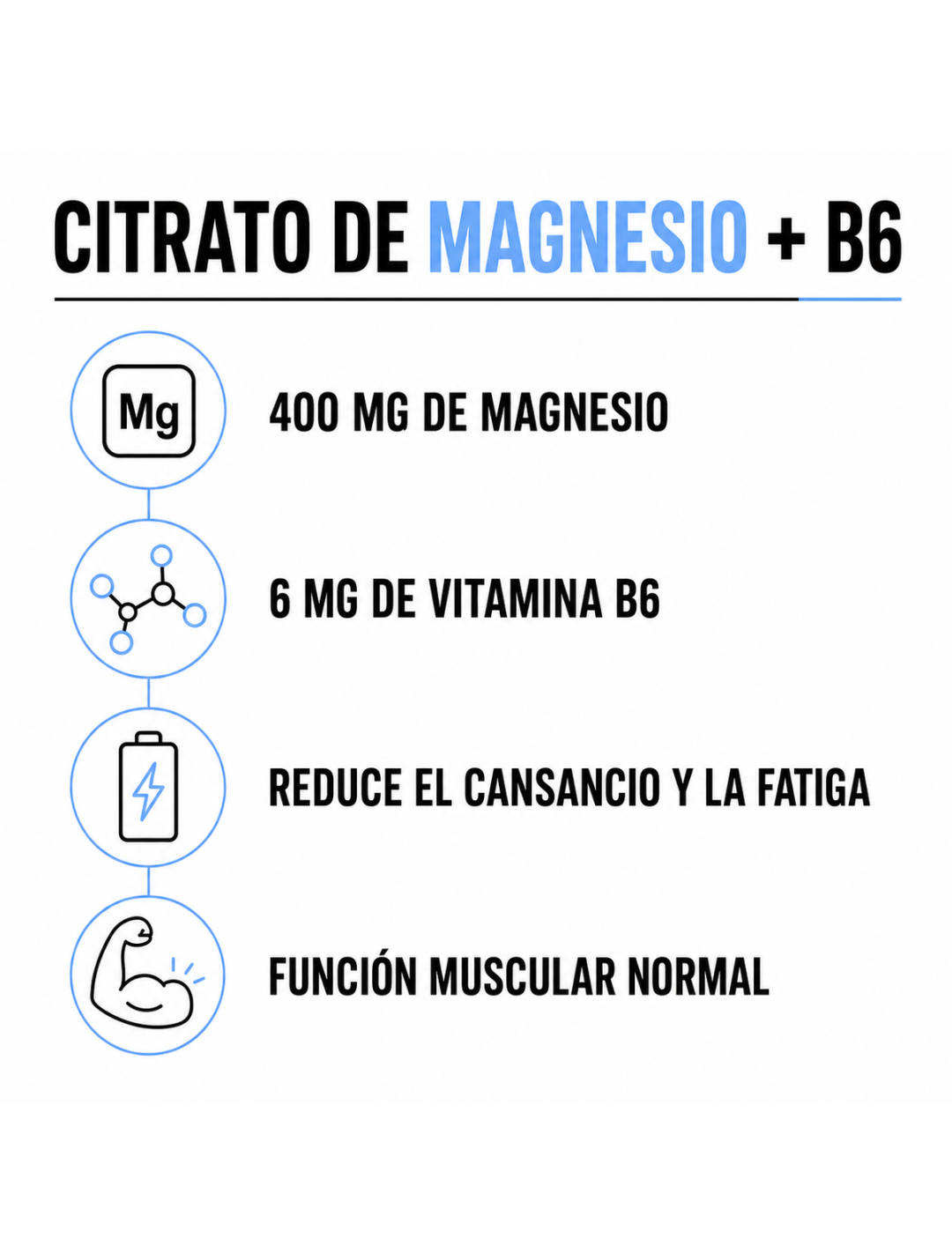 Magnesium Citrate 400 mg + B6 - 90 tabletas